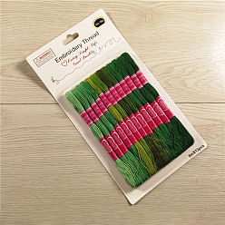 Verde 12 ovillos 12 colores 6 hilo de bordar de polialgodón (algodón poliéster), hilos de punto de cruz, degradado de color, verde, 0.8 mm, 8m(8.74 yardas)/madeja