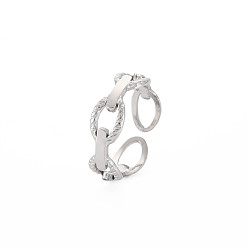 Color de Acero Inoxidable 304 anillo de puño abierto con forma de cadena de cable de acero inoxidable para mujer, color acero inoxidable, tamaño de EE. UU. 6 3/4 (17.1 mm)