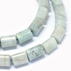 Aquamarine Natural Aquamarine Beads Strands, Column, 11~15x9~9.5mm, Hole: 1mm, about 30~31pcs/strand, 15.5 inch