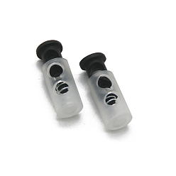 Black Nylon & Resin Cord Locks, Adjustable Clasps, Column, Black, 25x9mm