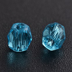 Deep Sky Blue Faceted Transparent Glass Round Beads, Deep Sky Blue, 3mm, Hole: 0.5mm, about 600pcs/bag