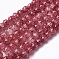 Indian Red Spray Painted Glass Beads Strands, Round, Indian Red, 8~8.5mm, Hole: 1.5mm, about 100pcs/strand, 31.1 inch(79cm)