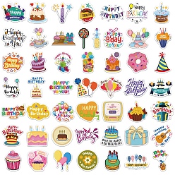 Others Waterproof Self Adhesive Stamping Stickers Sets, DIY Hand Account Photo Album Decoration Sticker, Birthday Themed Pattern, 30~60mm, 50 styles, 1pc/style, 50pcs/set
