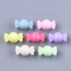 Mixed Color Opaque Solid Color Acrylic Beads, Candy, Mixed Color, 11x20.5x11.5mm, Hole: 2mm, about 470pcs/500g