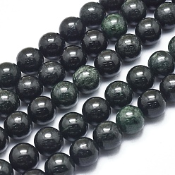 Black Jade Filamentos de cuentas de jade negro natura myanmar, rondo, 10 mm, agujero: 1 mm, sobre 40 unidades / cadena, 15.75 pulgada (40 cm)