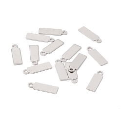 Stainless Steel Color 304 Stainless Steel Charms, Rectangle, Stainless Steel Color, 13x4x0.5mm, Hole: 1.4mm