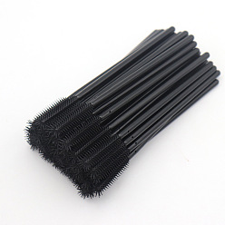 Black Silicone Disposable Eyebrow Brush, Mascara Wands, for Extensions Lash Makeup Tools, Black, 10.7x0.4cm
