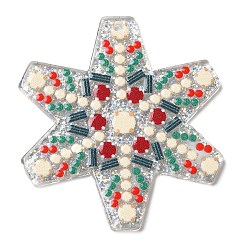 Snowflake Christmas Themed Acrylic Pendants, Snowflake, 43x39x2.5mm, Hole: 1.4mm