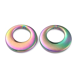 Rainbow Color Placage ionique (ip) 304 pendentifs en acier inoxydable, dount, couleur arc en ciel, 25.5x3mm, Trou: 14mm