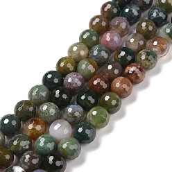 Indian Agate Natural Indian Agate Beads Strands, Faceted(128 Facets), Round, 10mm, Hole: 1.2mm, about 38pcs/strand, 14.96''(38cm)