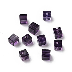 Indigo Verre imitation perles de cristal autrichien, facette, suqare, indigo, 4x4x4mm, Trou: 0.9mm
