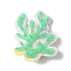 Vert Printanier Pinces à cheveux en alligator acrylique corail sur le thème de l'océan, accessoires de cheveux pour filles femmes, vert printanier, 46x38x12.5mm