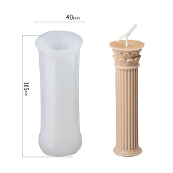 Blanc Moules en silicone pour bougies de bricolage, moules de résine, pour la résine UV, fabrication de bijoux en résine époxy, style romain, colonne, blanc, 40x105mm