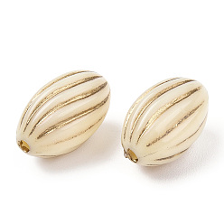 Beige Oval Plating Acrylic Beads, Golden Metal Enlaced, Beige, 14.5x9mm, Hole: 1.5mm, about 757pcs/500g
