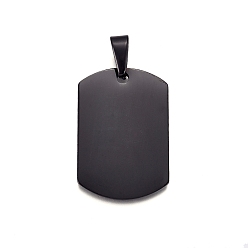 Черный Цвет Металла 304 подвески из нержавеющей стали, штамповка пустой метки, прямоугольные, металлический черный , 35x23x1.5 мм, отверстие : 10x4.5 мм