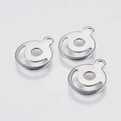Stainless Steel Color 201 Stainless Steel Charms, Flat Round, Stamping Blank Tag, Stainless Steel Color, 12.5x10x1mm, Hole: 1mm
