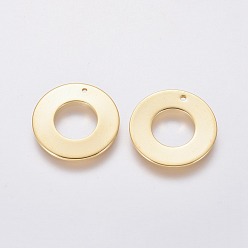 Oro 201 colgantes de acero inoxidable, anillo, dorado, 16x1 mm, agujero: 0.8 mm