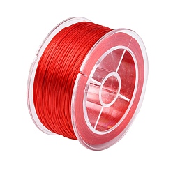 Rouge Chaîne de cristal élastique ronde, fil de perles élastique, pour la fabrication de bracelets élastiques, rouge, 0.8mm, environ 98.43 yards (90m)/boîte