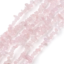 Cuarzo Rosa Natural aumentó de perlas de cuarzo hebras, chip, 1.5~4.5x3~13x2.5~8 mm, agujero: 0.6 mm, 30.94~31.97 pulgada (78.6~81.2 cm)