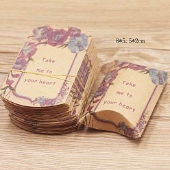 Flower Paper Pillow Candy Boxes, Gift Boxes, for Wedding Favors Baby Shower Birthday Party Supplies, Flower Pattern, 8x5.5x2cm