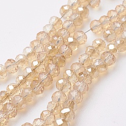 Orange Faceted Glass Beads Strands, Rondelle, Orange, 4~4.5x3mm, Hole: 0.5mm, about 130~135pcs/strand, 15.5~16 inch(39~40cm)