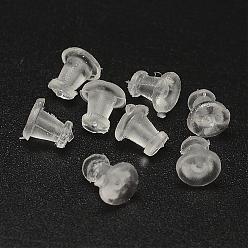 Clear Plastic Ear Nuts, Earring Backs, Clear, 5x5mm, Hole: 0.5mm, about 9000pcs/bag