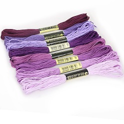 Фиолетовый 8 мотки 8 градиентные цвета 6 хлопчатобумажная нить для вышивания в слоях, нитки для вышивки крестиком, для шитья своими руками, фиолетовые, 1.2 мм, около 8.20 ярдов (7.5 м) / моток, 1 моток/цвет
