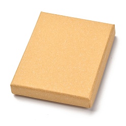 Or Boîte à bagues rectangle en papier kraft, couvercle à pression, avec un tapis d'éponge, Boîte à bijoux, or, 9.7x7.7x1.7 cm, Taille intérieure: 90x70 mm