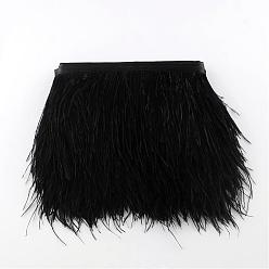 Black Fashion Ostrich Feather Cloth Strand Costume Accessories, Black, 100~150mm, about 10m/bag