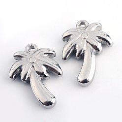 Stainless Steel Color 201 Stainless Steel Palm Tree Pendants, Stainless Steel Color, 18x13.5x4mm, Hole: 1.5mm