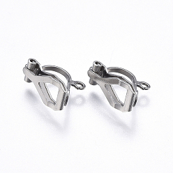 Stainless Steel Color 304 Stainless Steel Clip-on Earring Findings, Stainless Steel Color, 12.5x6x8mm, Hole: 1.2mm
