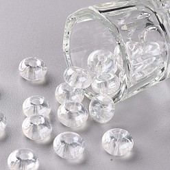 Clear Transparent Colours Luster Glass Round Beads, Round Hole, Clear, 3~5x9~10mm, Hole: 2.5mm, about 660pcs/pound
