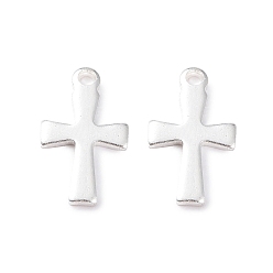 Silver 304 Stainless Steel Tiny Cross Charms, Silver, 12x7x1mm, Hole: 1.5mm