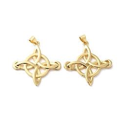 Real 18K Gold Plated Rack Plating Brass Pendants, Lead Free & Cadmium Free, Long-Lasting Plated, Witch Knot Charm, Real 18K Gold Plated, 30x30x2.5mm, Hole: 4x3.5mm