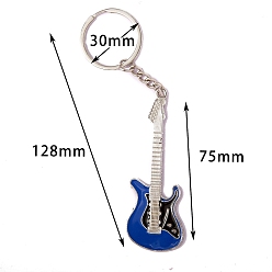 Bleu Porte-clés pendentif guitare en alliage de zinc émaillé, pour porte-clés, sac à main, cadeau d'ornement de sac à dos, bleu, 12.8 cm