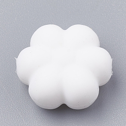Blanc Perles de silicone écologiques de qualité alimentaire, perles à mâcher pour les jouets de dentition, Diy soins infirmiers colliers faisant, flowerr, blanc, 14x13x6mm, Trou: 2mm
