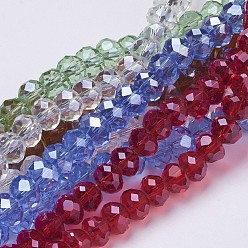 Mixed Color Handmade Glass Beads, Faceted, Rondelle, Mixed Color, about 8mm in diameter, 6mm long, hole: 1mm