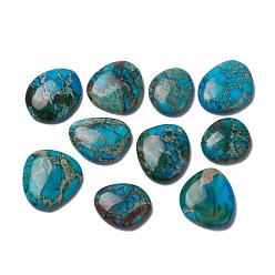 Bleu Régalite naturelle / jaspe impérial / cabochons de jaspe sédiment marin, teint, nuggets, bleu, 28~33x23.9~25x6~7.2mm
