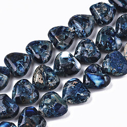 AceroAzul Hilos de cuentas de jaspe imperial natural, corazón, teñido, acero azul, 9~10x10x5 mm, agujero: 1.2 mm, sobre 44~45 unidades / cadena, 15.55~15.94 pulgada (39.5~40.5 cm)