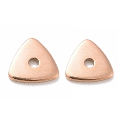 Rose Gold Ion Plating(IP) 304 Stainless Steel Beads, Triangle, Rose Gold, 6x6x1mm, Hole: 1mm