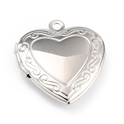 Stainless Steel Color 316 Stainless Steel Locket Pendants, Photo Frame Charms for Necklaces, Manual Polishing, Heart, Stainless Steel Color, 22.5x19.5x5mm, Hole: 1.6mm, Inner Diameter: 11.5x13.5mm