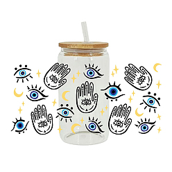 Hamsa Hand Autocollant imprimé par transfert de chaleur pour tasse en verre, décalcomanies imperméables pour boissons, fournitures de fête, Hamsa main, 110x230mm