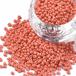 Salmon Glass Seed Beads, Baking Paint, Round Hole, Round, Salmon, 2~3x1.5~2mm, Hole: 0.8mm, about 450g/Pound