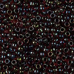 (400) Black Lined Dark Ruby Luster Cuentas de semillas redondas toho, granos de la semilla japonés, (400) lustre rubí oscuro rayado negro, 8/0, 3 mm, agujero: 1 mm, Sobre 1110 unidades / 50 g