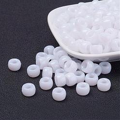 Blanc Perles européennes opaques acrylique, baril, blanc, 9x6mm, trou: 4 mm, environ 1900 pcs / 500 g