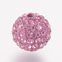 209_Rose Czech Rhinestone Beads, PP6(1.3~1.35mm), Pave Disco Ball Beads, Polymer Clay, Round, 209_Rose, 4~4.5mm, Hole: 1mm, about 20~30pcs rhinestones/ball