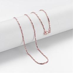 Rose Gold Brass Chain Necklaces, Coreana Chain, with Lobster Clasps, Rose Gold,17.9 inch(45.4cm), 0.94~0.96mm