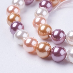 Coloré Chapelets de perles nacrées, ronde, colorées, 6mm, Trou: 1mm, Environ 63 pcs/chapelet, 15.7 pouce
