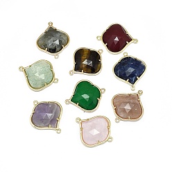 Mixed Stone Natural Gemstone Links connectors, with Golden Tone Brass Findings, Faceted, 26x21.5x5.5mm, Hole: 1.5~1.6mm