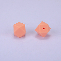 Pink Hexagonal Silicone Beads, Chewing Beads For Teethers, DIY Nursing Necklaces Making, Pink, 23x17.5x23mm, Hole: 2.5mm